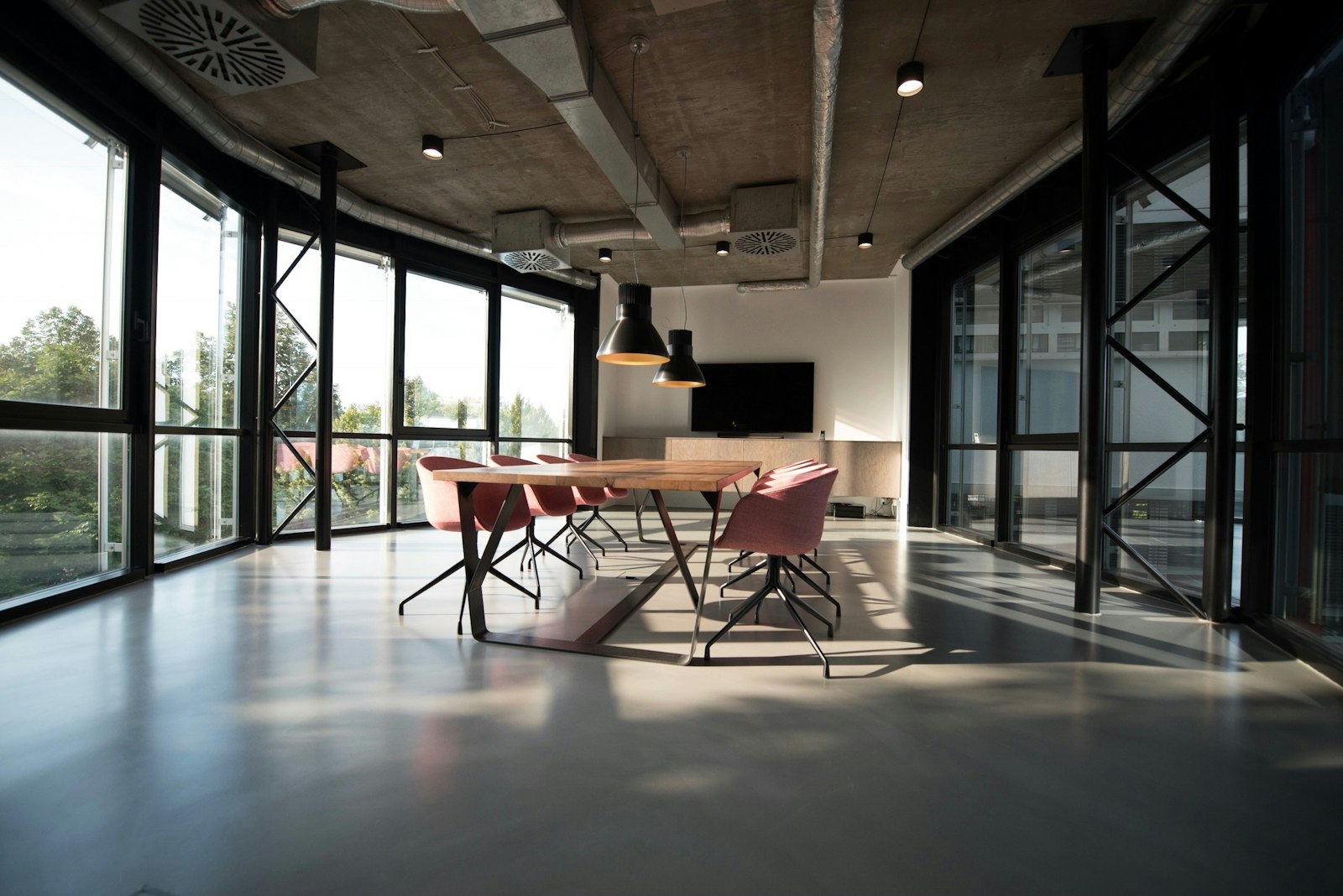 A quiet, orderly office interior
